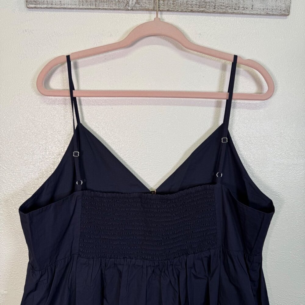 NWT Quince 100% Organic Cotton Sleeveless Maxi Dress Navy X-L Pockets Empire W - Picture 4 of 12